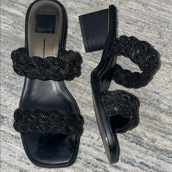 Dolce Vita braided Black Heeled sparkly Sandals - Picture 1 of 9